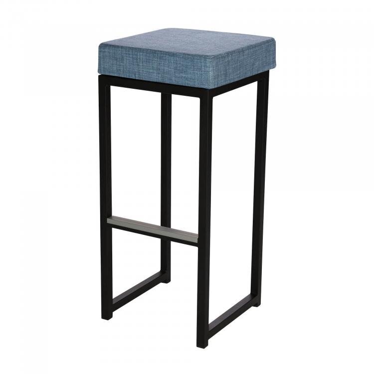 Maramo Barhocker Kubo Bar, Stahl-schwarz - Linnen Look, Blau