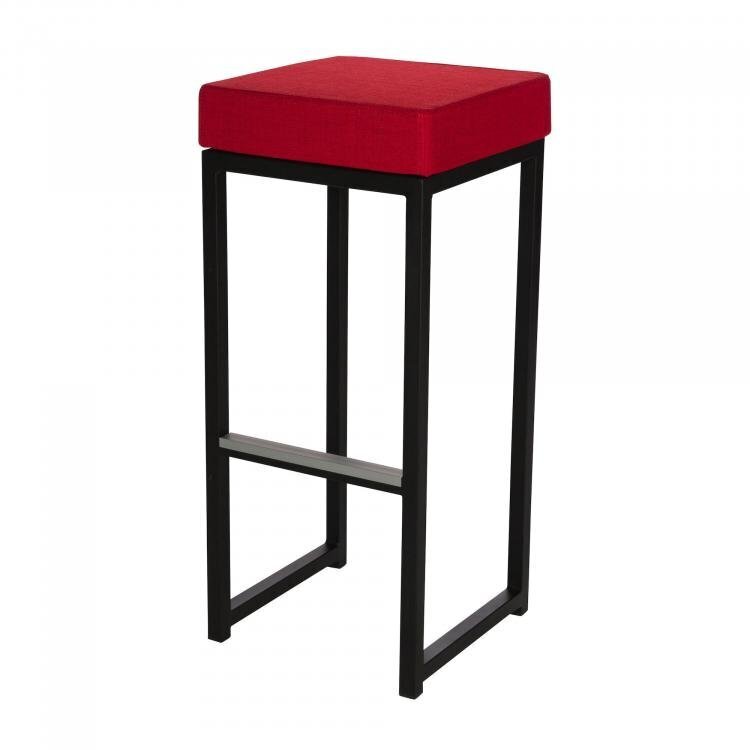 Maramo Barhocker Kubo Bar, Stahl-schwarz - Linnen Look, Rot
