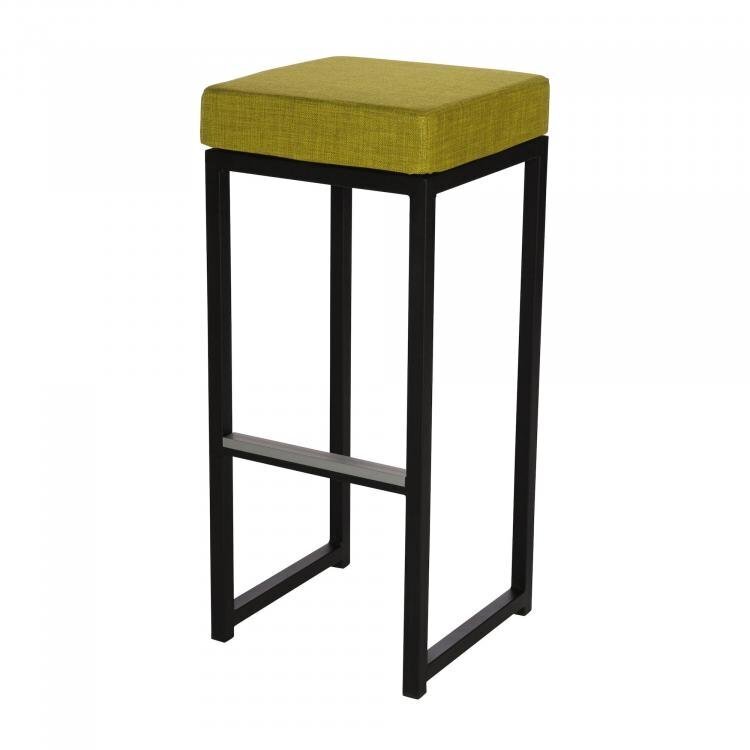 Maramo Barhocker Kubo Bar, Stahl-schwarz - Linnen Look, Lime