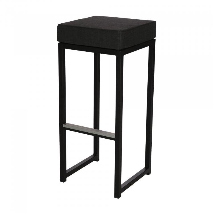 Maramo Barhocker Kubo Bar, Stahl-schwarz - Linnen Look, Anthrazit