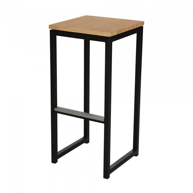 Maramo Barhocker Kubo Bar, Stahl-schwarz - Bambus, unbehandelt