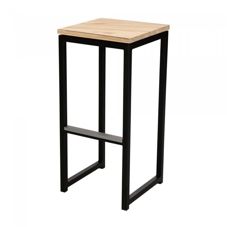 Maramo Barhocker Kubo Bar, Stahl-schwarz - Ulmenholz