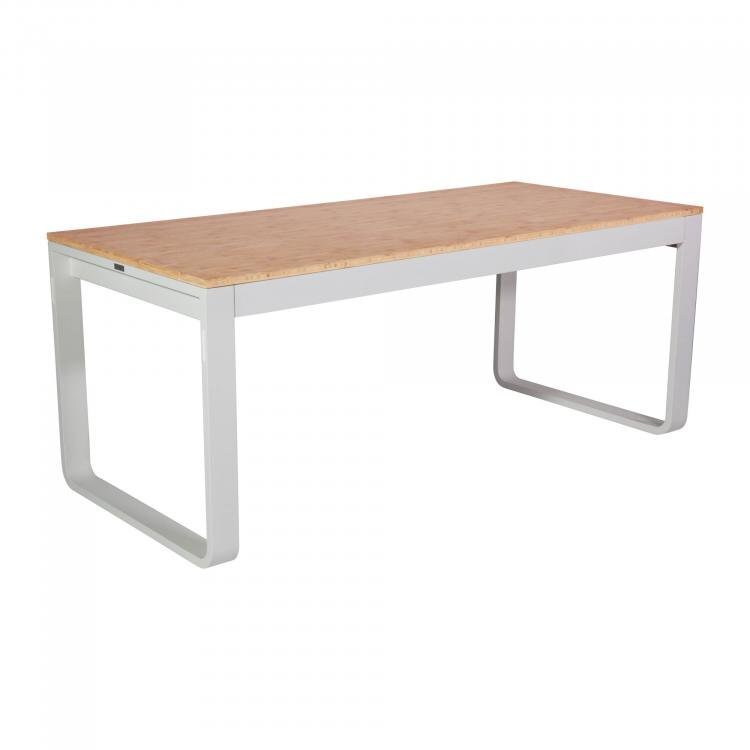 Maramo Klapptisch Flow Dinner, Aluminium - Bambus weiß - 180 x 80 x 74 cm