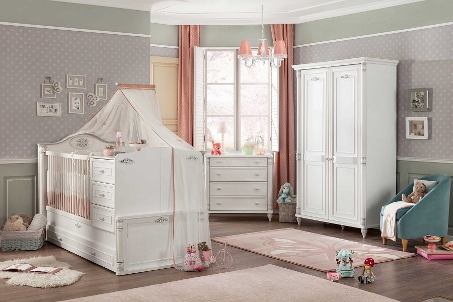 Marisil Romantic Mitwachsendes Babybett 80 x 180 cm
