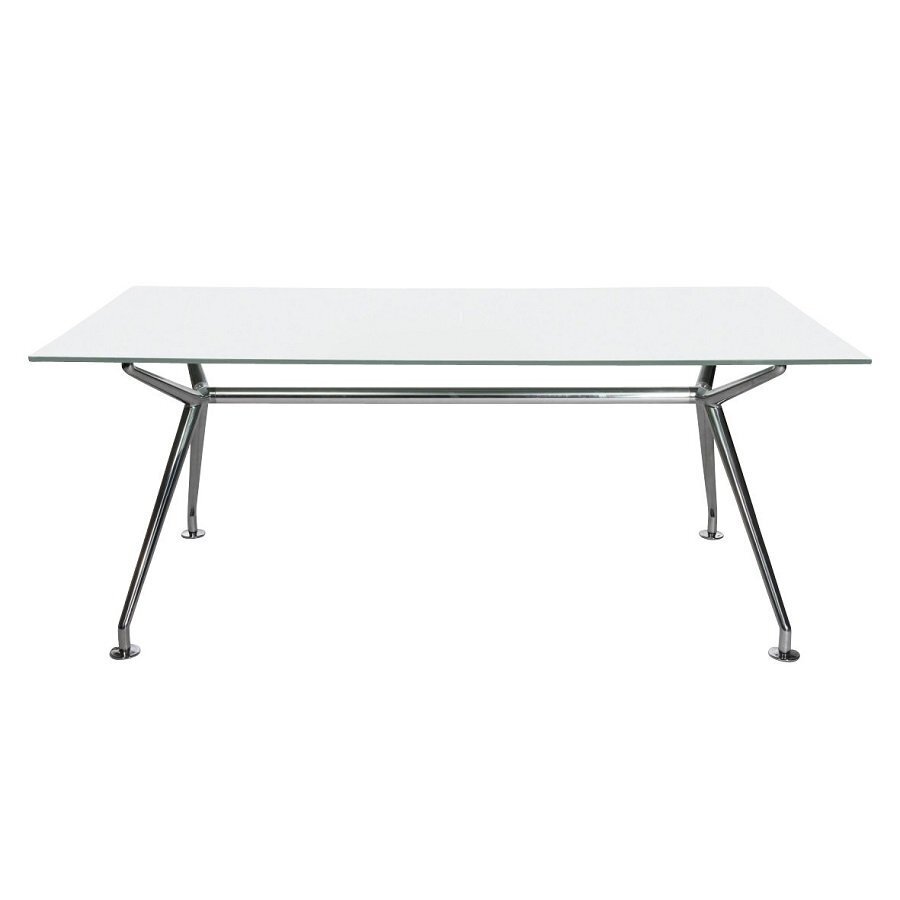 Wagner W-Table Konferenztisch Rechteckig - Glas Satiniert / Mystic White