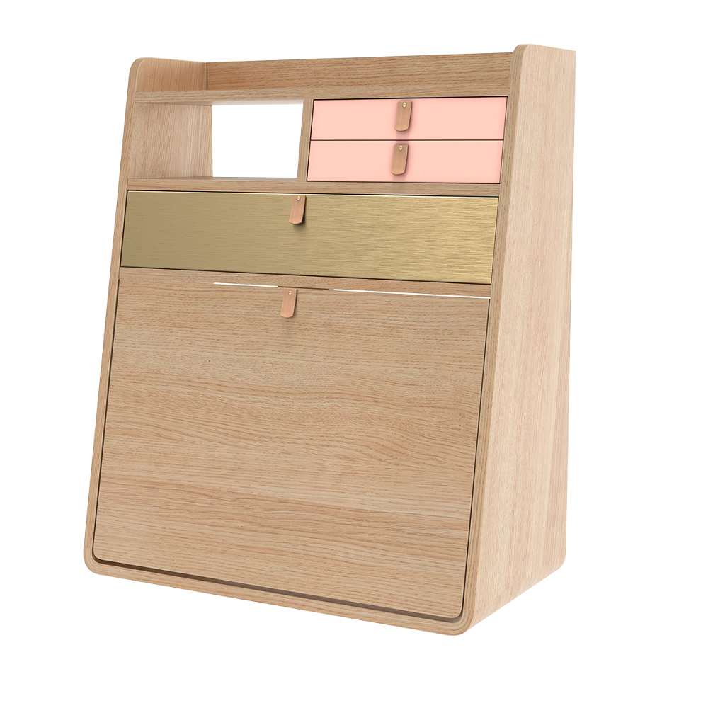 Natural Oak - Brass / Apricot Pink