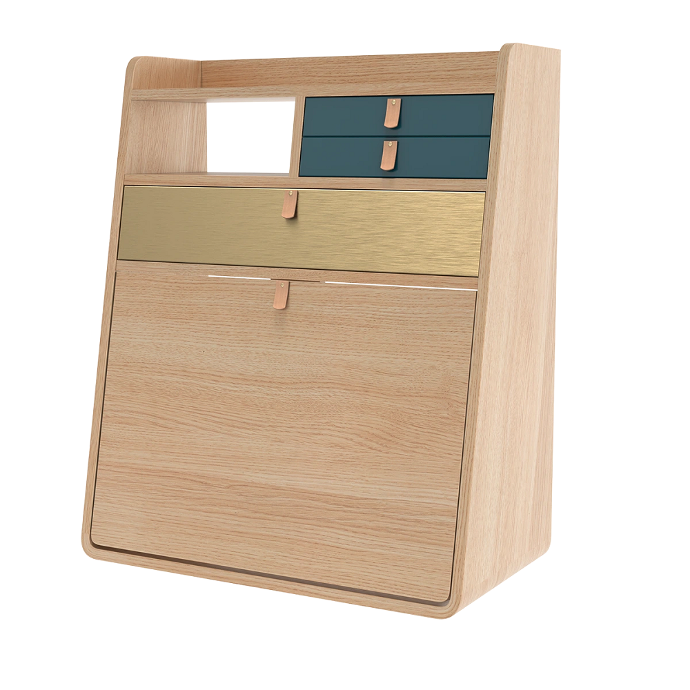 Natural Oak - Brass / Petrol Blue