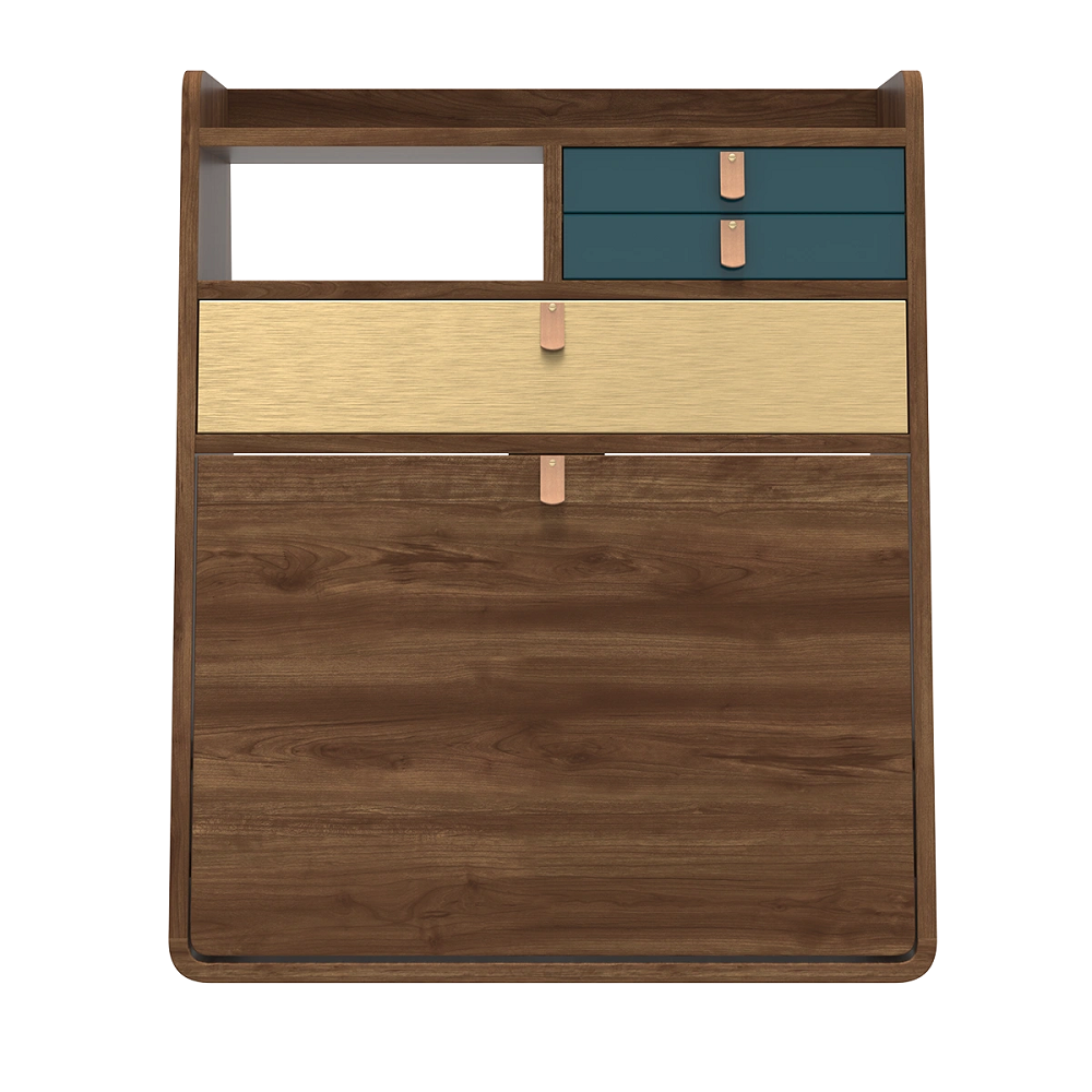 Natural Walnut - Brass / Petrol Blue