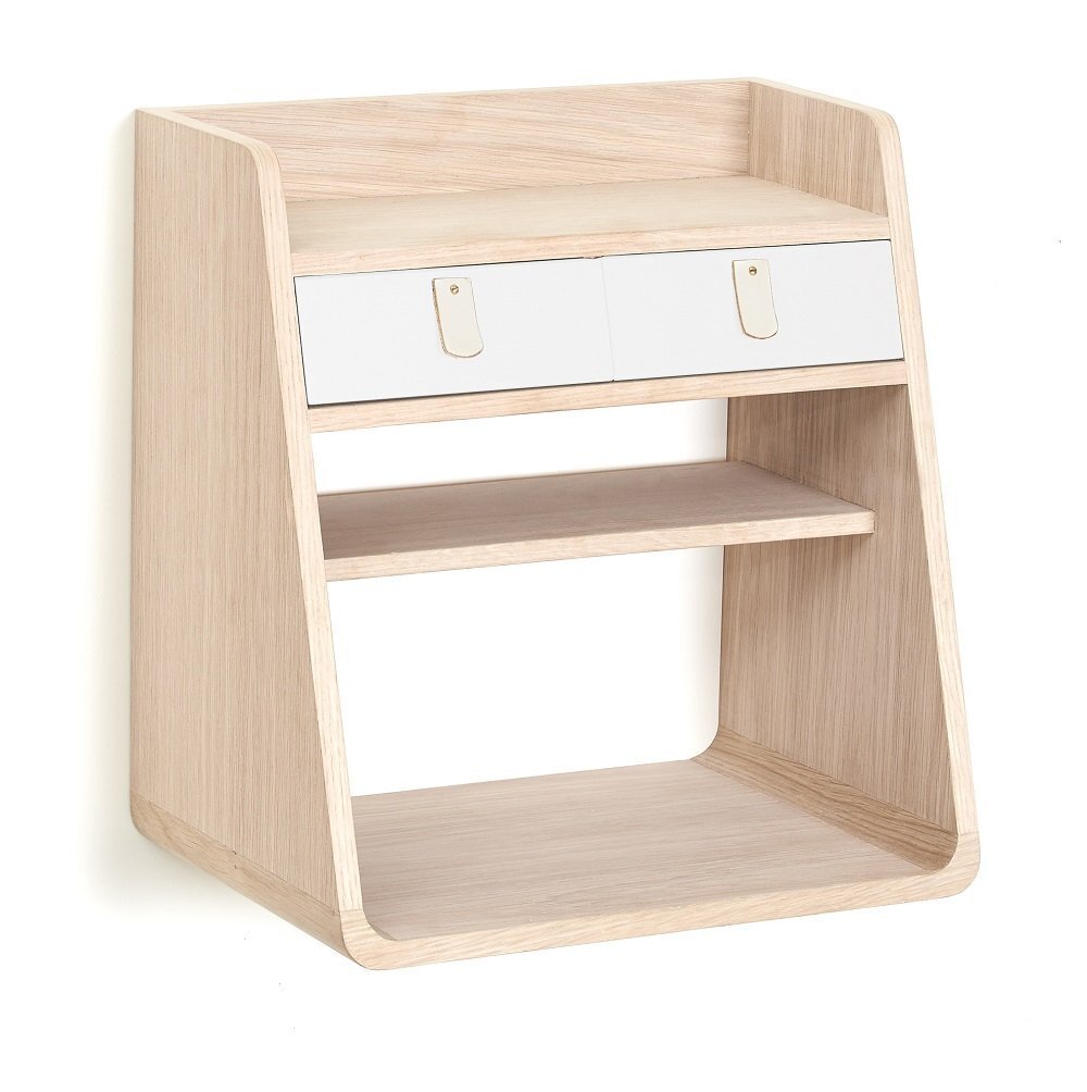Harto Bedside Wall Table Suzon - Nachttisch Hängend: Natural Oak - White