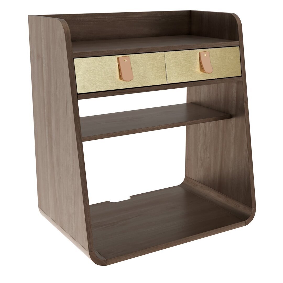 Harto Bedside Wall Table Suzon - Nachttisch Hängend: Natural Walnut - Brushed brass