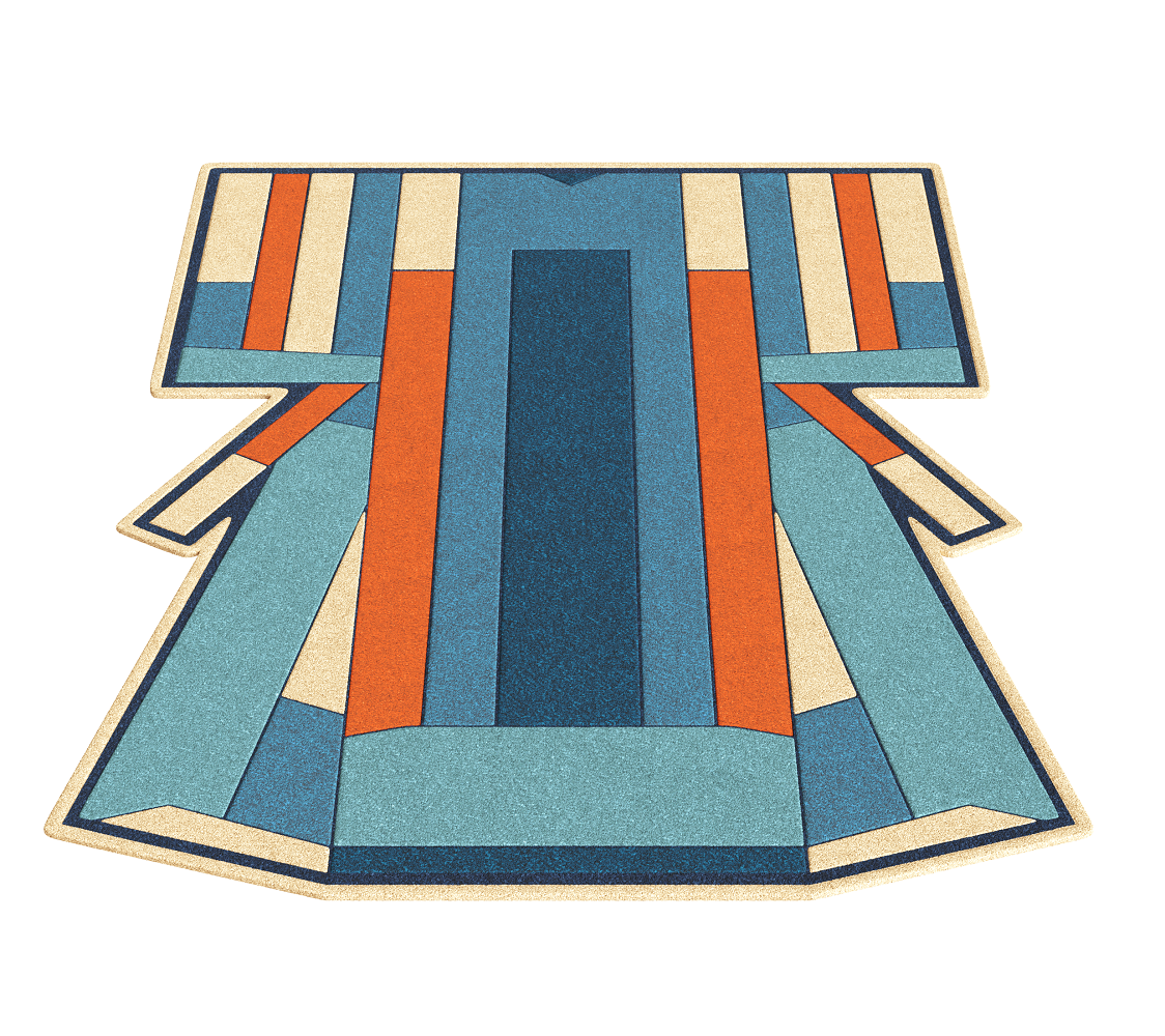 Harto Carpet Ines - Teppich - Blue / Terracotta