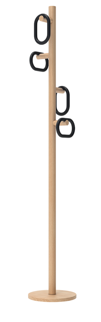 Harto Coat Rack Fernand - Garderobenständer - Natural Oak - Black Stained Oak