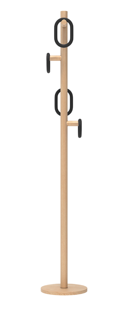 Harto Coat Rack Fernand - Garderobenständer - Natural Oak - Black Stained Oak