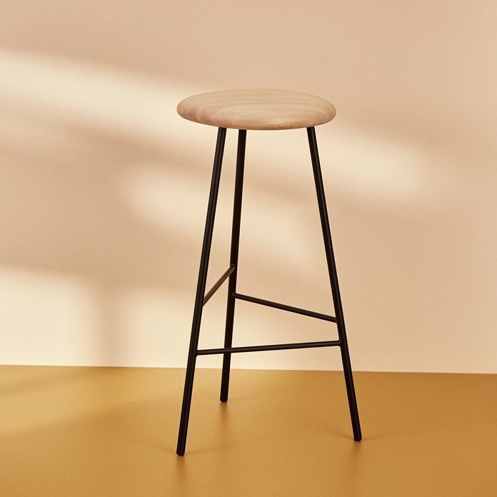 Warm Nordic Pebble Bar stool, 76cm - Ash/Black
