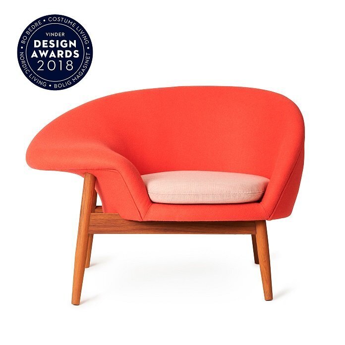 Warm Nordic Fried Egg Lounge chair - Apple red/Pale rose