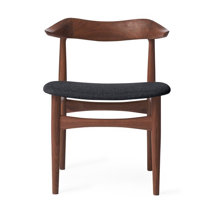 Warm Nordic Cow Horn Chair with Oiled Walnut - Anthracite melange