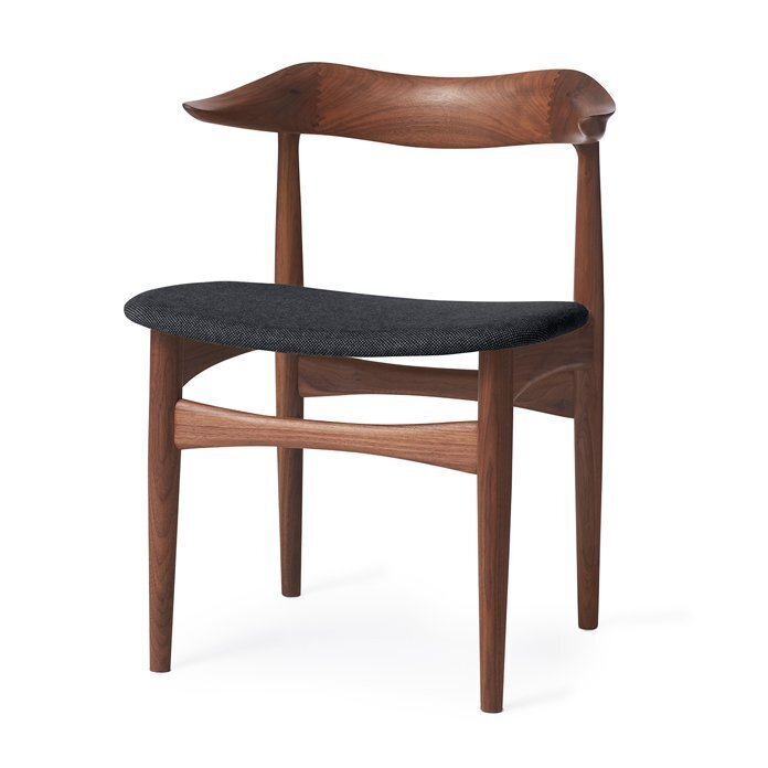Warm Nordic Cow Horn Chair with Oiled Walnut - Anthracite melange