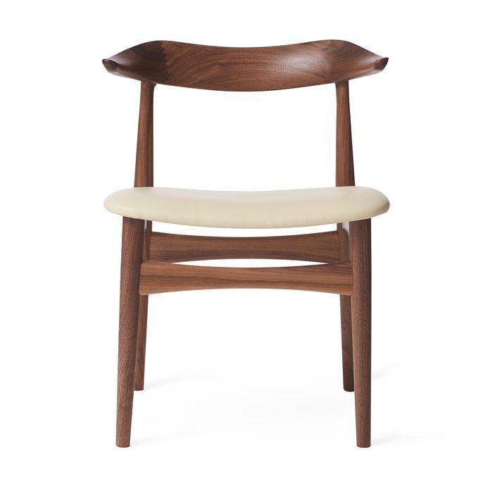Warm Nordic Cow Horn Chair with Oiled Walnut - Ivory