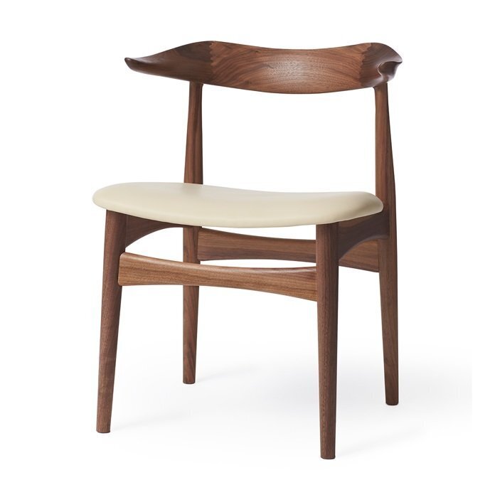Warm Nordic Cow Horn Chair with Oiled Walnut - Ivory
