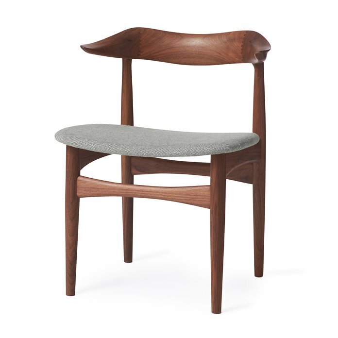 Warm Nordic Cow Horn Chair with Oiled Walnut - Light Grey