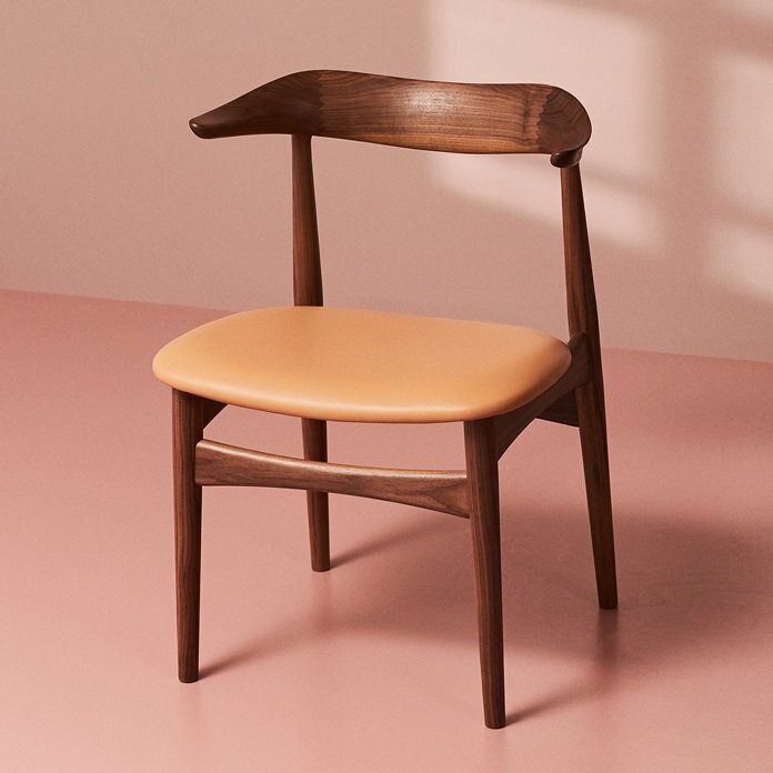 Warm Nordic Cow Horn Chair with Oiled Walnut - Nature