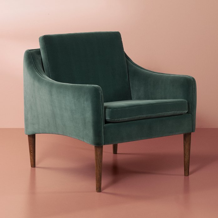 Warm Nordic Mr. Olsen Lounge chair - Dark petrol velvet