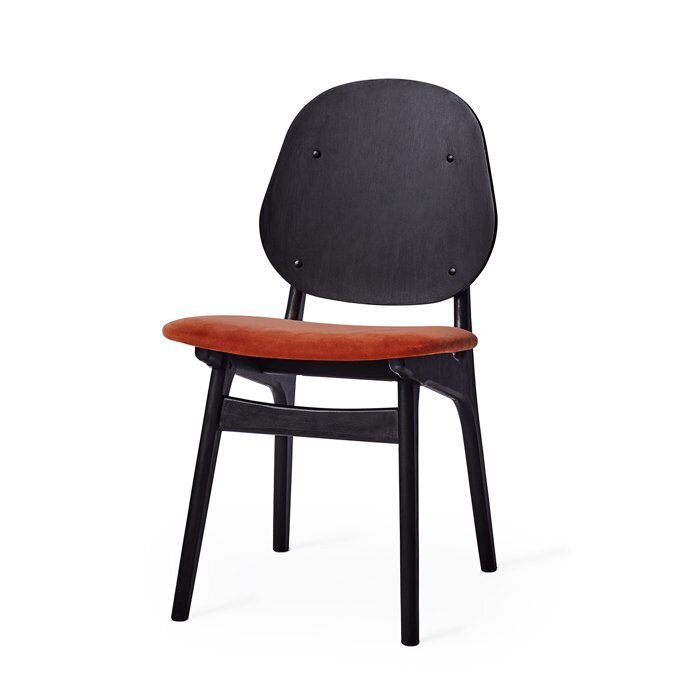 Warm Nordic Noble Chair with Black Lacquer Beech - Brick red velvet