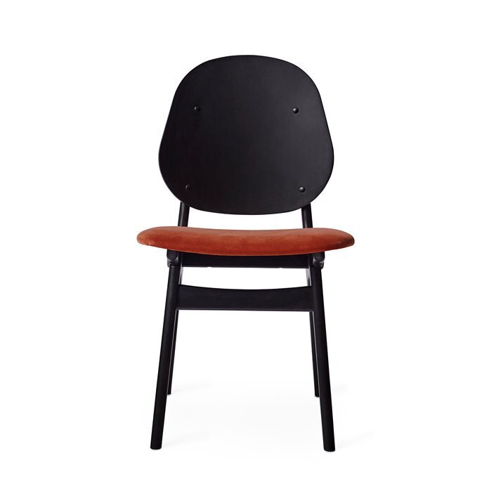 Warm Nordic Noble Chair with Black Lacquer Beech - Brick red velvet