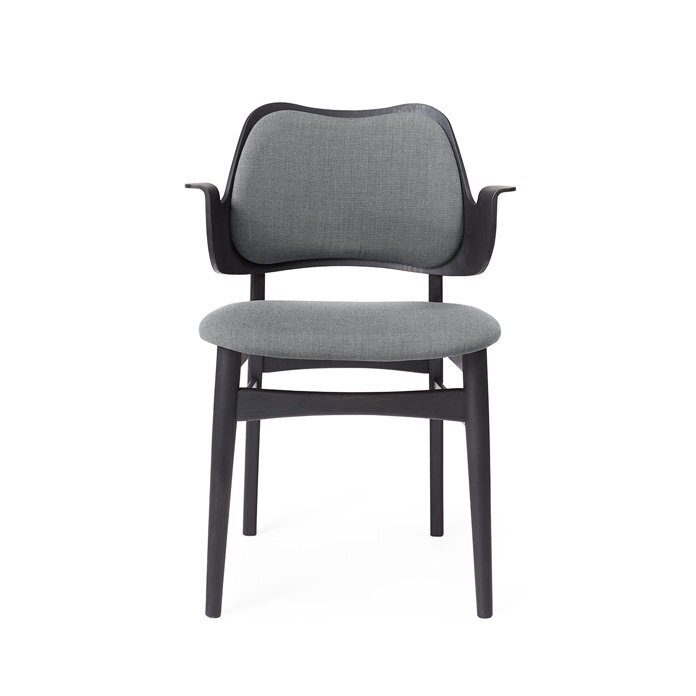 Warm Nordic Gesture Chair with Black Lacquered Beech and Fully Upholstery - Grey melange