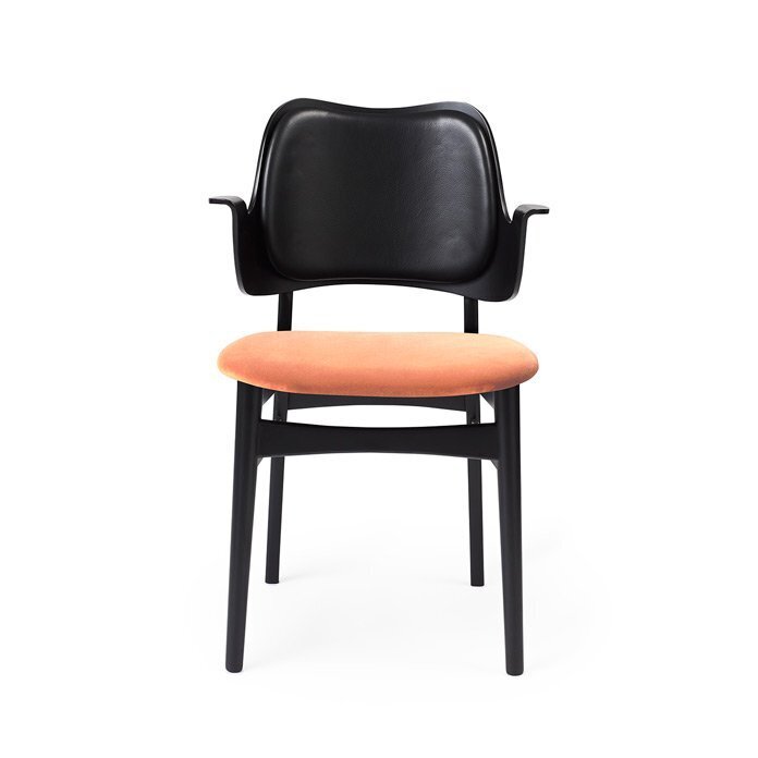 Warm Nordic Gesture Chair with Black Lacquered Beech and Fully Upholstery - Rusty rose/Black