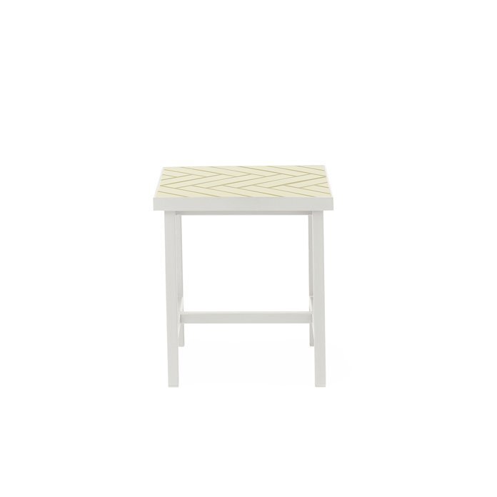 Warm Nordic Herringbone Tile Side Table - Butter yellow