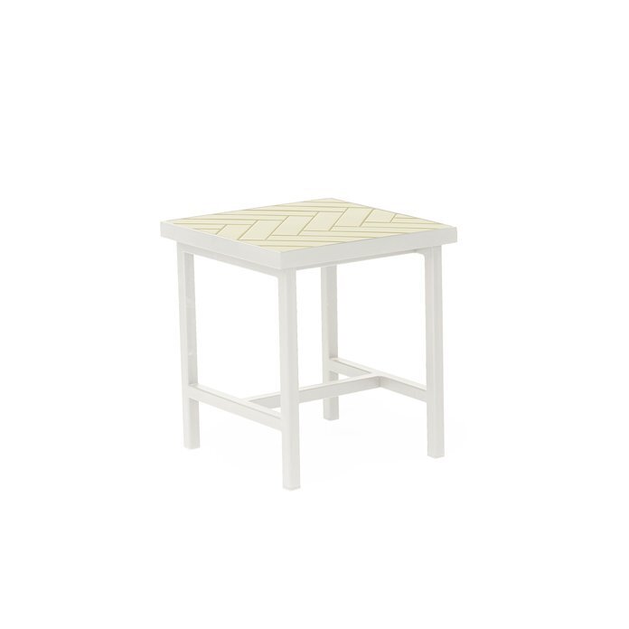 Warm Nordic Herringbone Tile Side Table - Butter yellow