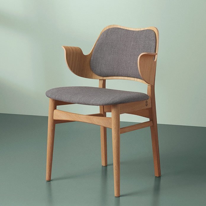Warm Nordic Gesture Chair with Oiled Oak - Grey melange
