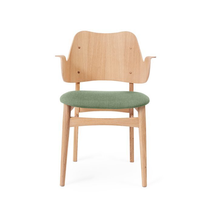 Gesture Chair with oiled Oak & Seat Upholstery - Sage green