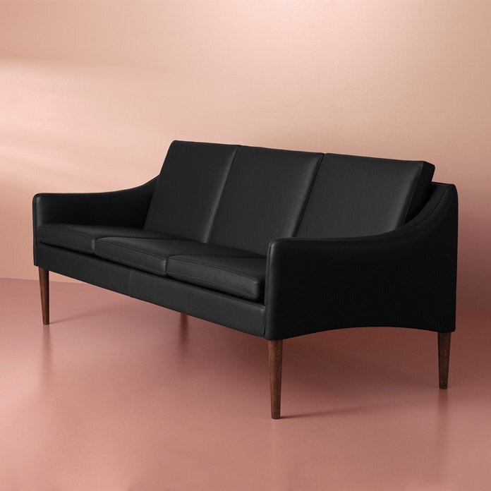 Warm Nordic Mr. Olsen Sofa 3 Seater with Walnut Oiled Oak - Black Challenger leather