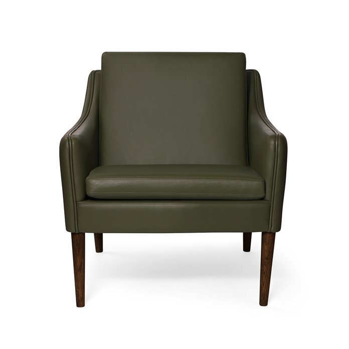 Warm Nordic Mr.Olsen Lounge chair with Walnut Oiled - Pickle green leather