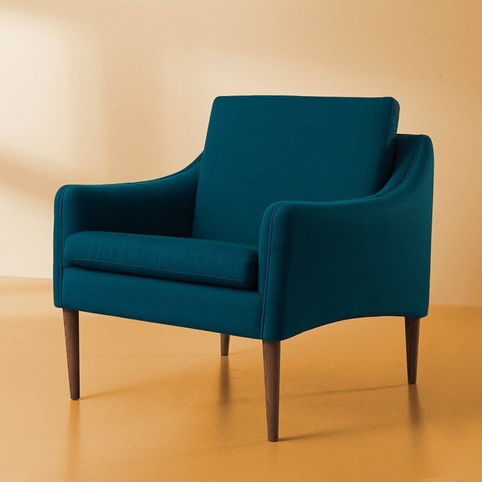 Warm Nordic Mr.Olsen Lounge chair with Walnut Oiled - Dark Turqouise