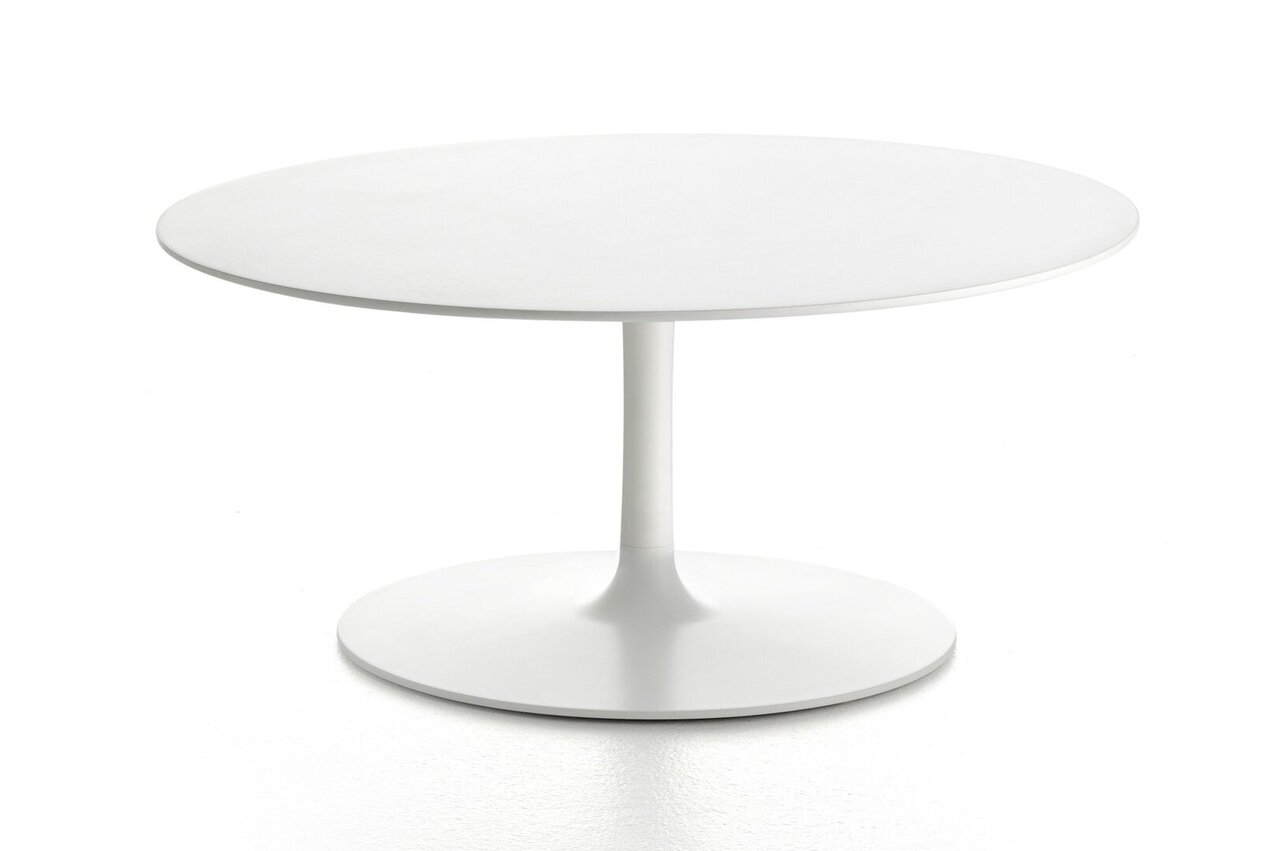 MDF Italia Flow Low Table - Couchtisch rund - Weiß matt - ⌀70cm x H30 cm