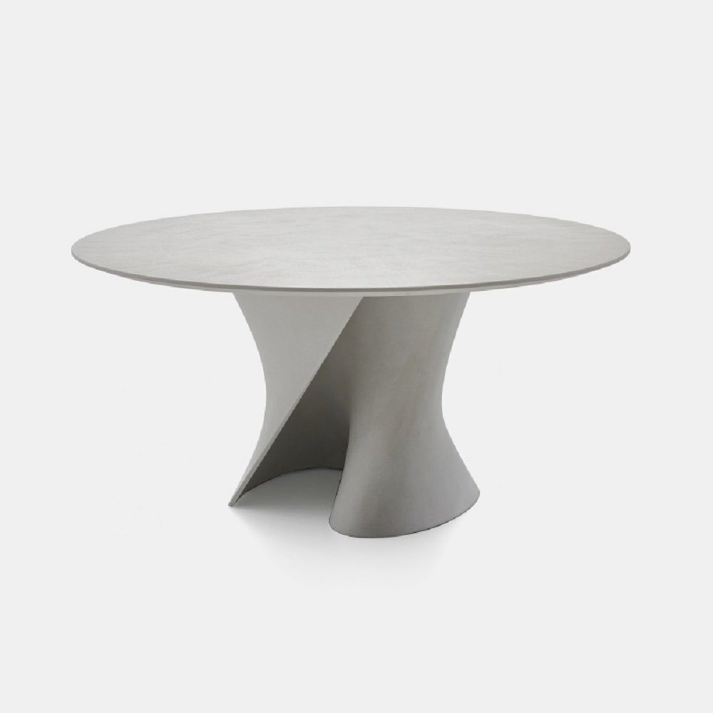MDF Italia S Table - Esstisch rund - Cristalplant Weiss matt lackiert - Kunststein Weiss Calce