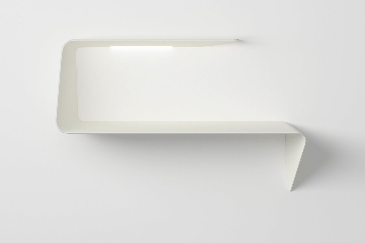 MDF Italia Mamba - Wandregal mit optionaler Beleuchtung - Cristalplant weiss matt - Links - Mit LED