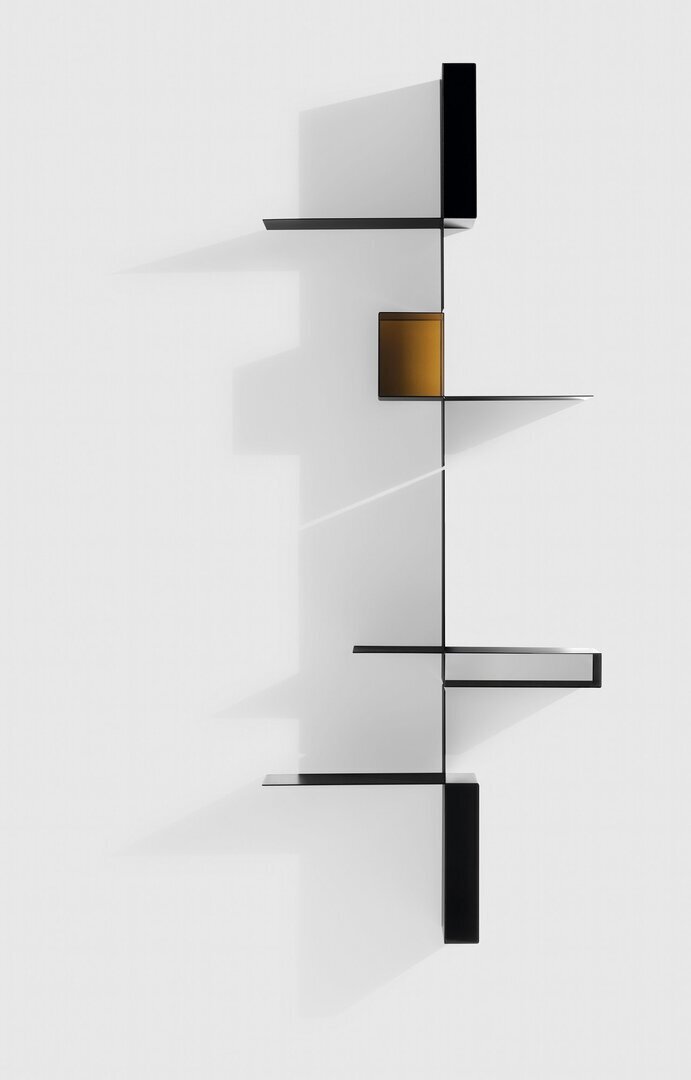 MDF Italia Randomissimo - Wandregal - Modul A - Modul B - links - Rechts - Graphitgrau Matt Lackiert - Schwarz/Gelb