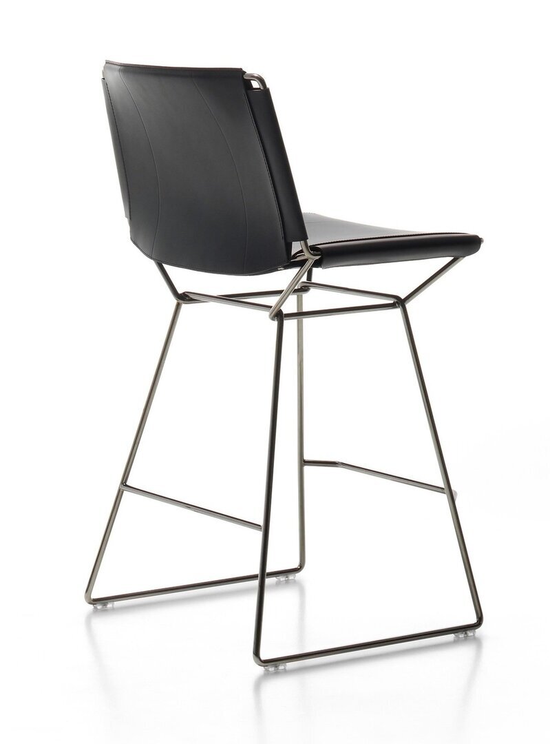 MDF Italia Neil Leather Stool - Barhocker mit Lederbezug - 65 cm - Schwarz