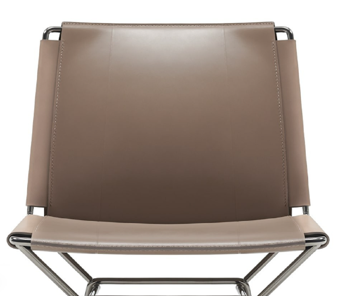 MDF Italia Neil Leather Stool - Barhocker mit Lederbezug - Taubengrau
