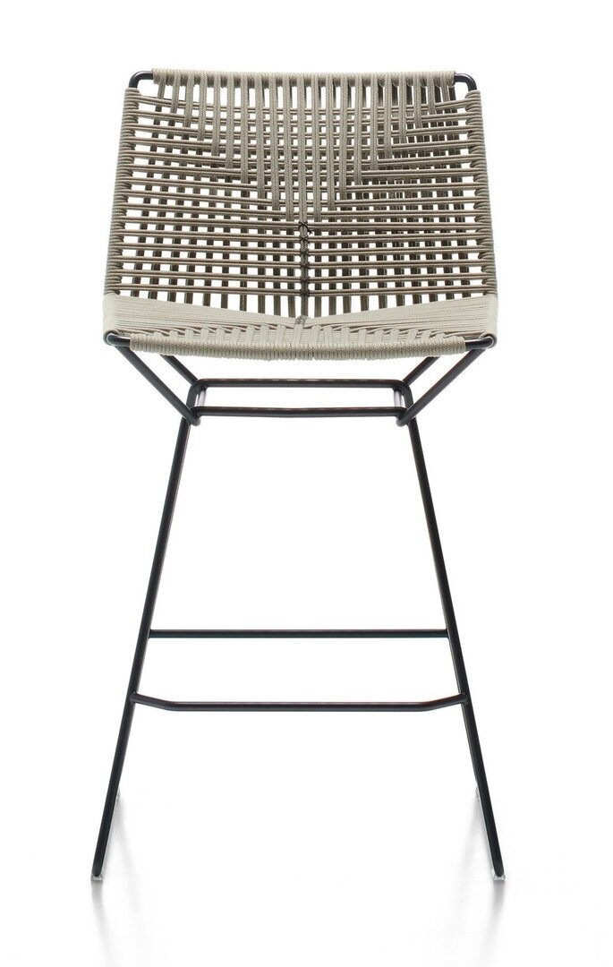MDF Italia Neil Twist Stool - Barhocker - 65 cm - Ecru - Bleischwarz Matt Lackiert
