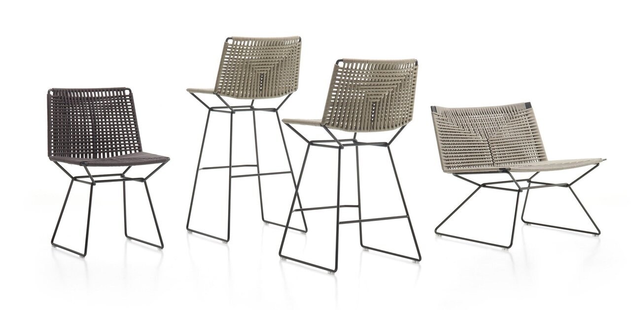 MDF Italia Neil Twist Stool - Barhocker - Ecru - Bleischwarz Matt Lackiert