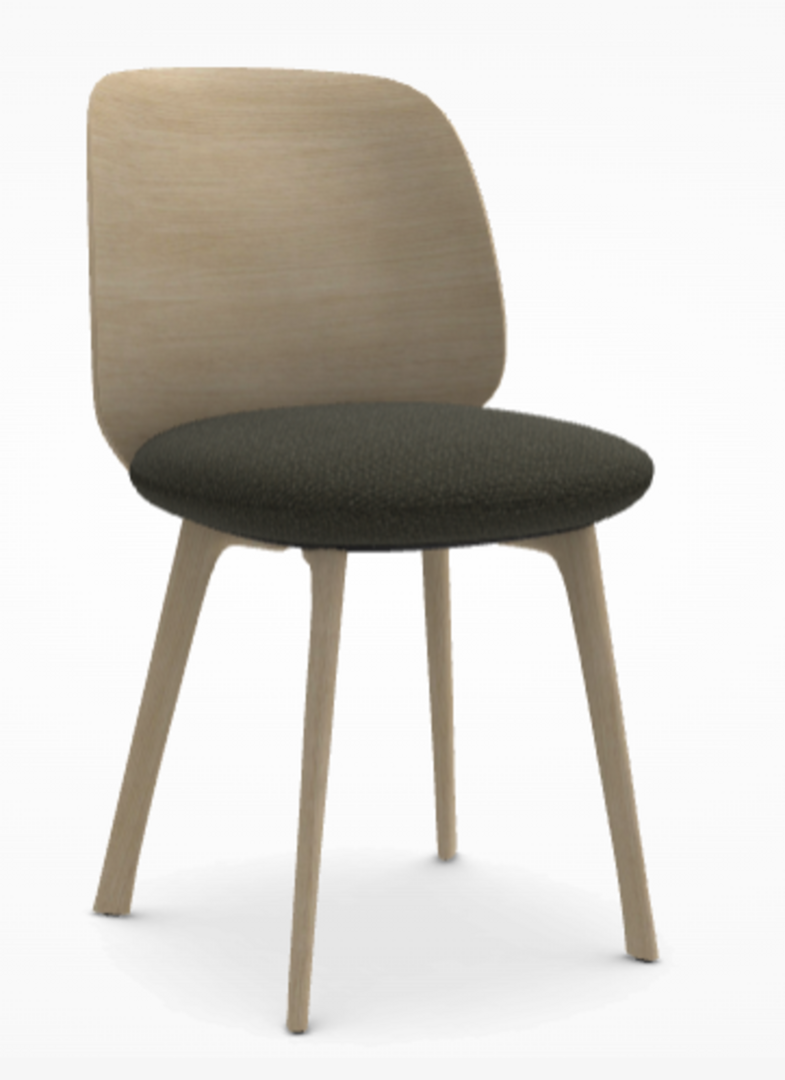 MDF Italia Universal Chair - Stuhl mit Sitzpolsterung - Bleicheiche-Moss-01-Grün-Braun - Teller Graphitgrau