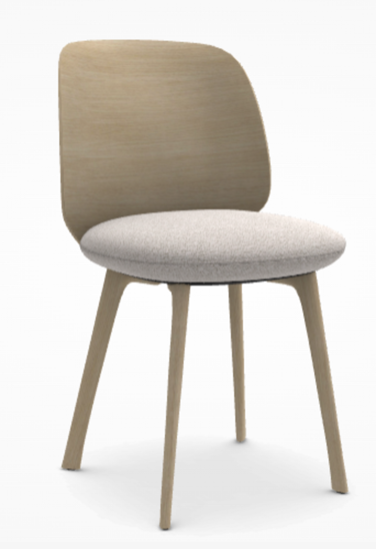 MDF Italia Universal Chair - Stuhl mit Sitzpolsterung - Bleicheiche-Parigi-01-Weiss-Beige - Teller Graphitgrau