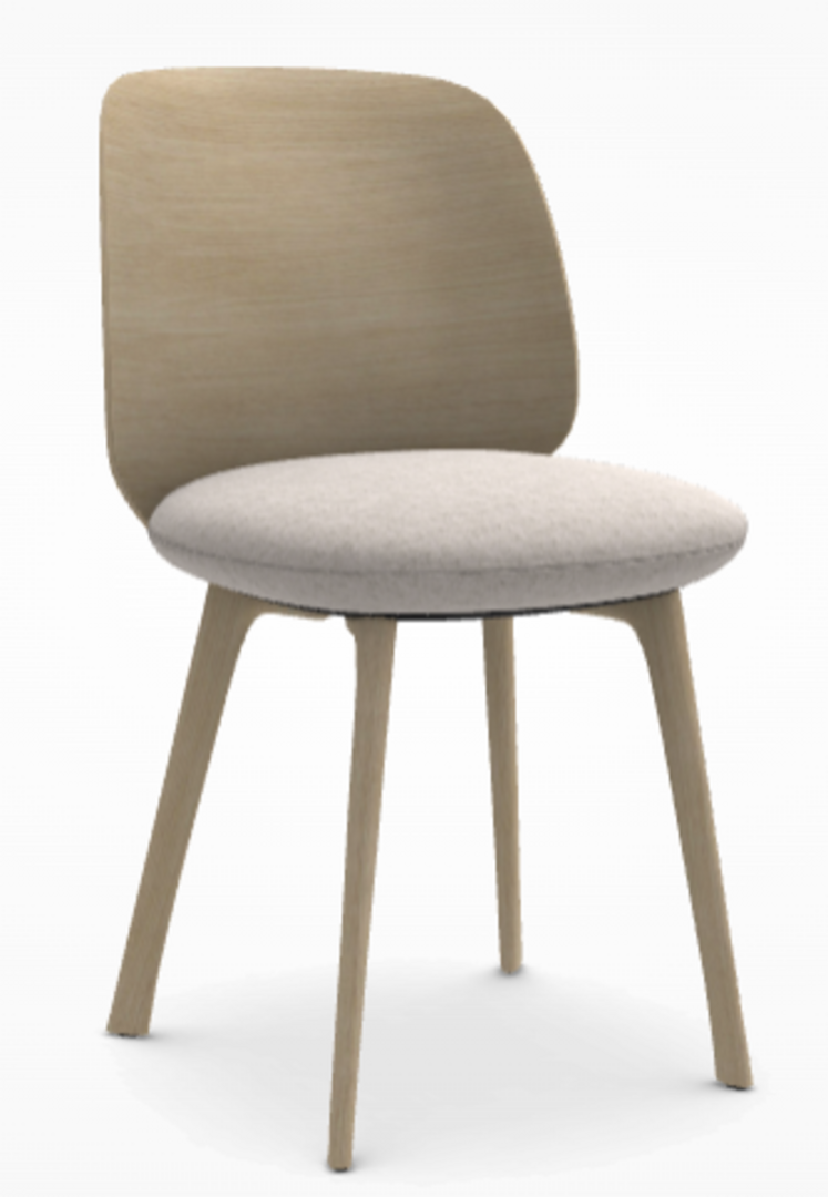 MDF Italia Universal Chair - Stuhl mit Sitzpolsterung - Bleicheiche-Perth-01-Offwhite - Teller Graphitgrau