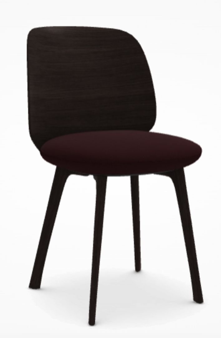MDF Italia Universal Chair - Stuhl mit Sitzpolsterung - Brauneiche-Etis 01 - Dunkelrot - Teller Graphitgrau