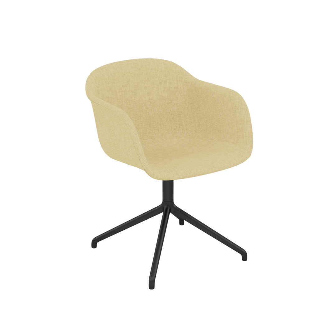 Muuto Fiber Armchair Swivel Base With Return - Light Yellow / Clara 423/Anthracite Black